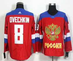 Adidas Team Russia #8 Alexander Ovechkin Red 2016 World Cup Stitched NHL Jersey