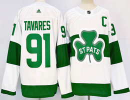 Adidas Toronto Maple Leafs #91 John Tavares White 2024 Authentic Stitched NHL Jersey