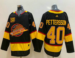 Adidas Vancouver Canucks #40 Elias Pettersson Black 50th Season Authentic Stitched NHL Jerseys