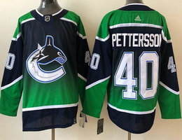 Adidas Vancouver Canucks #40 Elias Pettersson Navy Green 2021 Reverse Retro Authentic Stitched NHL Jerseys
