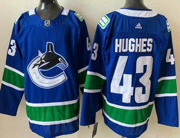 Adidas Vancouver Canucks #43 Quinn Hughes Blue Authentic Stitched NHL Jerseys
