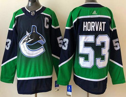 Adidas Vancouver Canucks #53 Bo Horvat Navy Green 2021 Reverse Retro Authentic Stitched NHL Jerseys