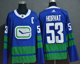 Adidas Vancouver Canucks #53 Bo Horvat Royal Blue With C Patch Authentic Stitched NHL Jerseys