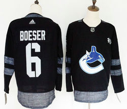 Adidas Vancouver Canucks #6 Brock Boeser Black 1917-2017 100th Anniversary Authentic Stitched NHL Jerseys