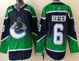 Adidas Vancouver Canucks #6 Brock Boeser Navy Green 2021 Reverse Retro Authentic Stitched NHL Jerseys