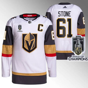 Adidas Vegas Golden Knights #61 Mark Stone White 2023 Stanley Cup Champions Authentic Stitched NHL jersey