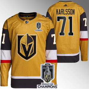 Adidas Vegas Golden Knights #71 William Karlsson Gold 2023 Stanley Cup Champions Authentic Stitched NHL jersey