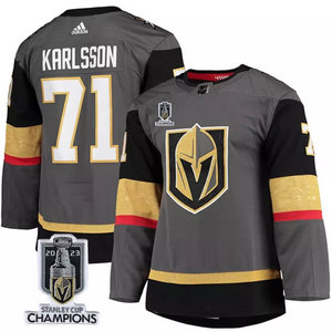 Adidas Vegas Golden Knights #71 William Karlsson Gray 2023 Stanley Cup Champions Authentic Stitched NHL jersey