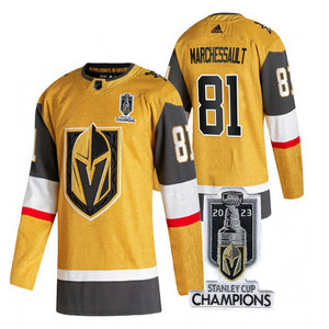 Adidas Vegas Golden Knights #81 Jonathan Marchessault Gold 2023 Stanley Cup Champions Authentic Stitched NHL jersey