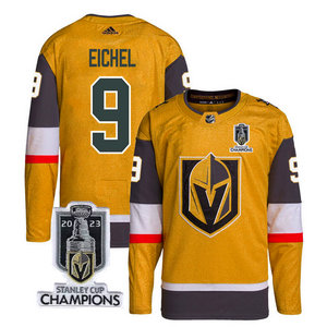 Adidas Vegas Golden Knights #9 Jack Eichel Gold 2023 Stanley Cup Champions Authentic Stitched NHL jersey