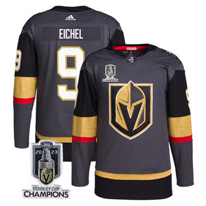 Adidas Vegas Golden Knights #9 Jack Eichel Gray 2023 Stanley Cup Champions Authentic Stitched NHL jersey