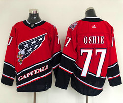 Adidas Washington Capitals #77 T.J. Oshie Red 2021 Reverse Retro Authentic Stitched NHL Jersey