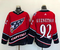 Adidas Washington Capitals #92 Evgeny Kuznetsov Red 2021 Reverse Retro Authentic Stitched NHL Jersey