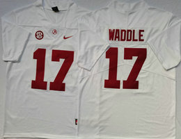 Alabama Crimson Tide #17 Jaylen Waddle White Vapor Untouchable Authentic College Sitched Football Jersey