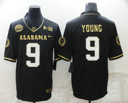 Alabama Crimson Tide #9 Bryce Young Black Gold number Authentic Stitched NCAA Jersey