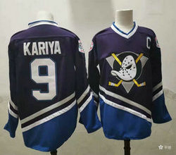 Anaheim Ducks #9 Paul Kariya Purple with C patch Authentic Stitched NHL Jerseys