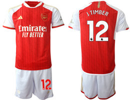 Arsenal 2023-24 #12 J.TIMBER Home Soccer Club Jersey