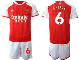 Arsenal 2023-24 #6 GABRIEL Home Soccer Club Jersey