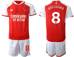 Arsenal 2023-24 #8 QDEGAARD Home Soccer Club Jersey