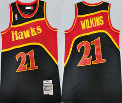 Atlanta Hawks #21 Dominique Wilkins Black 1986-87 Hardwood Classics Authentic Stitched NBA jersey
