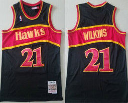 Atlanta Hawks #21 Dominique Wilkins Black 1986-87 Hardwood Classics Authentic Stitched NBA jersey