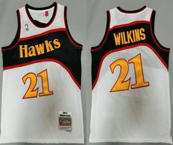 Atlanta Hawks #21 Dominique Wilkins White 1986-87 Hardwood Classics Authentic Stitched NBA jersey