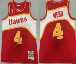 Atlanta Hawks #4 Spud Webb Red 1986-87 Hardwood Classics Authentic Stitched NBA Jersey