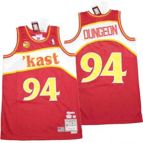 Atlanta Hawks #94 Dungeon Red Throwback Stitched Jersey