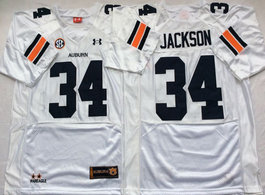 Auburn Tigers #34 Bo Jackson White SEC Authentic Stitched NCAA Jersey
