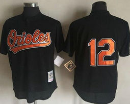 Baltimore Orioles #12 Roberto Alomar Black Mitchell no name Throwback Stitched MLB Jersey