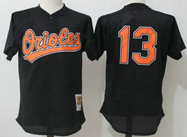 Baltimore Orioles #13 Manny Machado Black Mesh Throwback Authentic Stitched MLB Jersey