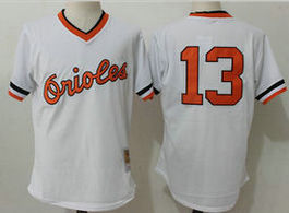 Baltimore Orioles #13 Manny Machado White Mesh Throwback Authentic Stitched MLB Jersey