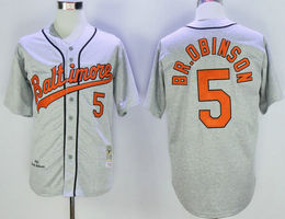 Baltimore Orioles #5 Brooks Robinson Grey Throwback Authentic Stitched MLB Jersey
