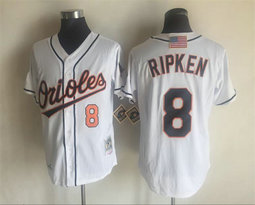 Baltimore Orioles #8 Cal Ripken White 2001 Throwback Stitched MLB Jersey