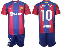 Barcelona 2023-24 #10 ANSU FATI Home Soccer Club Jersey