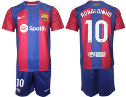 Barcelona 2023-24 #10 PONALDINHO Home Soccer Club Jersey