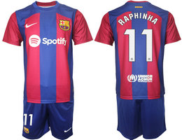 Barcelona 2023-24 #11 RAPHINHA Home Soccer Club Jersey