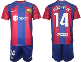 Barcelona 2023-24 #14 JOAO FELIX Home Soccer Club Jersey