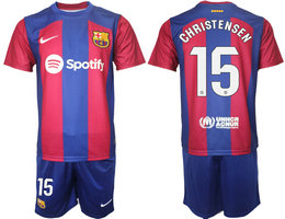 Barcelona 2023-24 #15 CHRISTENSEN Home Soccer Club Jersey