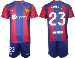 Barcelona 2023-24 #23 KOUNDE Home Soccer Club Jersey