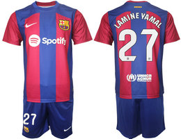 Barcelona 2023-24 #27 LAMINE YAMAL Home Soccer Club Jersey