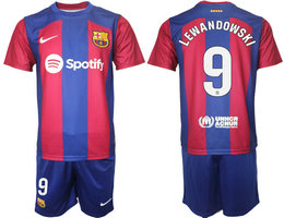 Barcelona 2023-24 #9 LEWANDOWSKI Home Soccer Club Jersey