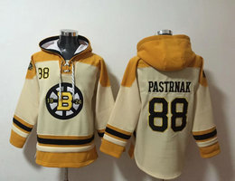 Boston Bruins #88 David Pastrnak Cream All Stitched Hooded Sweatshirt