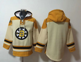 Boston Bruins Blank Cream All Stitched Hooded Sweatshirt