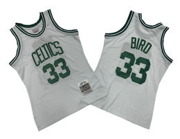 Boston Celtics #33 Larry Bird White 1985-86 Hardwood Classic Authentic Stitched NBA Jersey