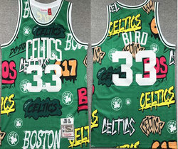 Boston Celtics #34 Paul Pierce Green Doodle 1985-86 Hardwood Classic Authentic Stitched NBA Jersey