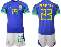 Brazil #23 EDERSON M. Away 2022 World Cup National Soccer Jersey