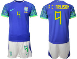 Brazil #9 RICHARLISON Away 2022 World Cup National Soccer Jersey