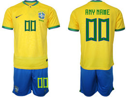 Brazil Custom Any Name Home 2022 World Cup National Soccer Jersey