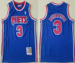 Brooklyn Nets #3 drazen Petrovic Blue 1992-93 Hardwood Classic Authentic Stitched NBA jersey